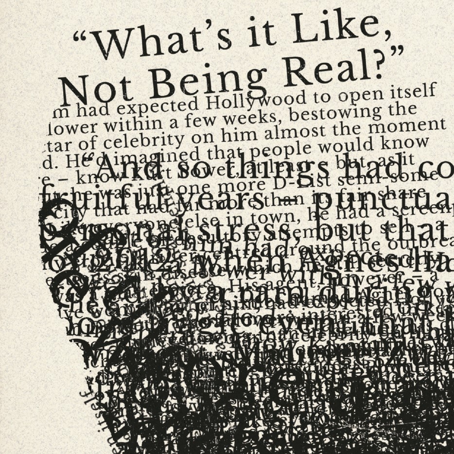 Image of the The Fictional Man front cover zoomed into the lettering at the top