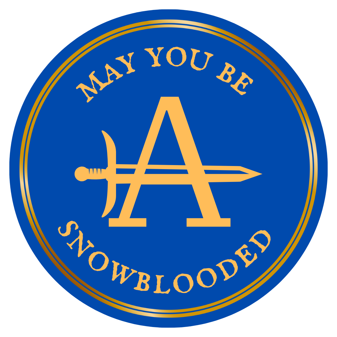Snowblooded pre-order blue and gold pin